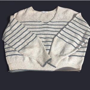 Madewell Cream & Green Striped Knit Sweater Size XL